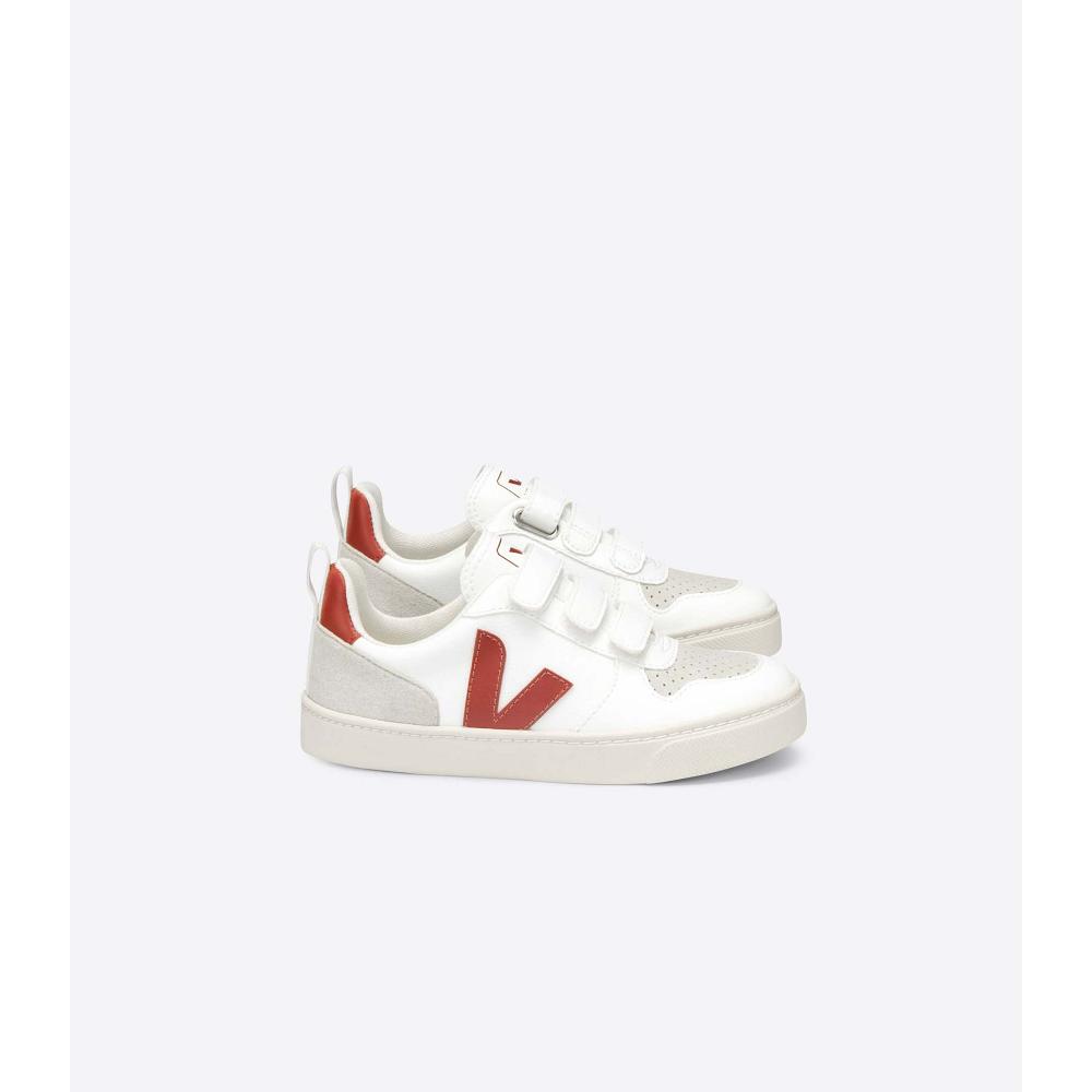 Veja V-10 CWL Schoenen Kinderen White/Burgundy | NL 785ILH